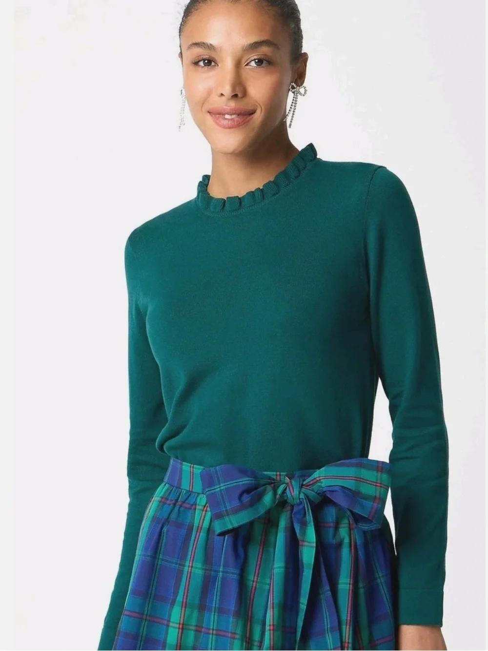 J.Crew Factory Cotton Ruffleneck Sweater Size Small